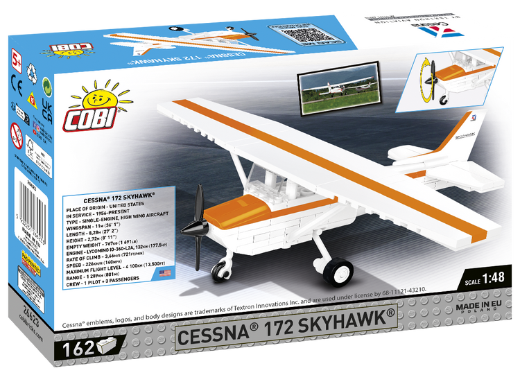 Cessna 172 Skyhawk White Orange 1:48 #26623