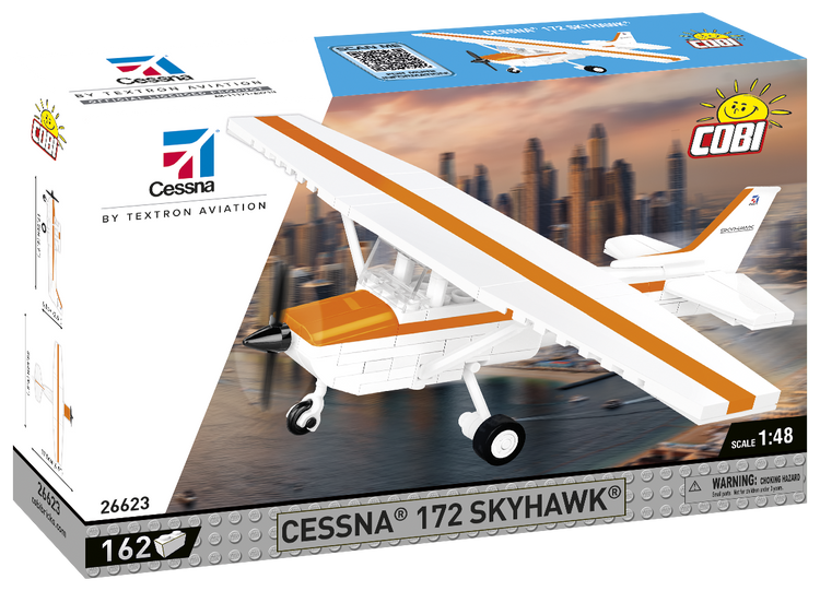 Cessna 172 Skyhawk White Orange 1:48 #26623