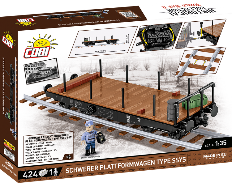 Flatcar with 3 straight track 1:35 #6284