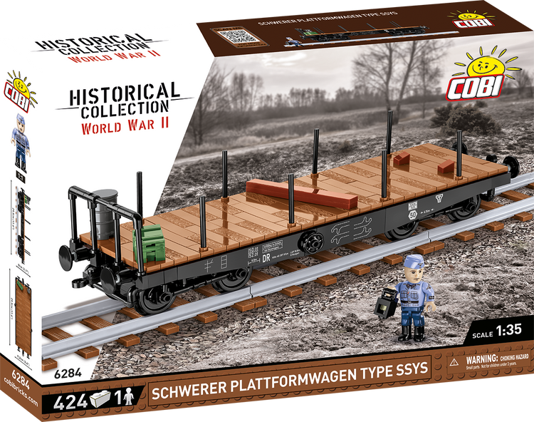 Flatcar with 3 straight track 1:35 #6284
