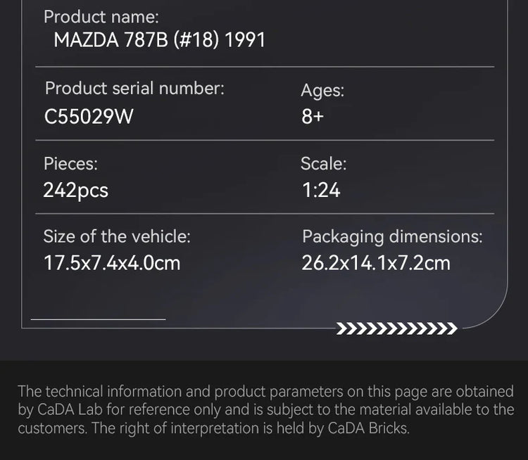 CaDA MAZDA 787B (#18) 1991 1:24 C55029