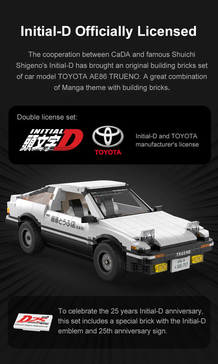 CaDA Initial D Toyota Trueno AE86 with RC option 1:12 C61024