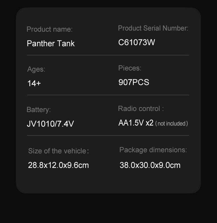 CaDA Panther Tank with Remote Control 1:35 C61073