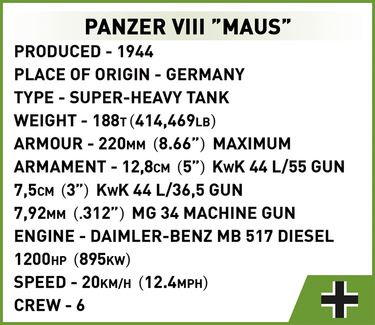 Maus Panzer VIII 1:28 #2559 discontinued
