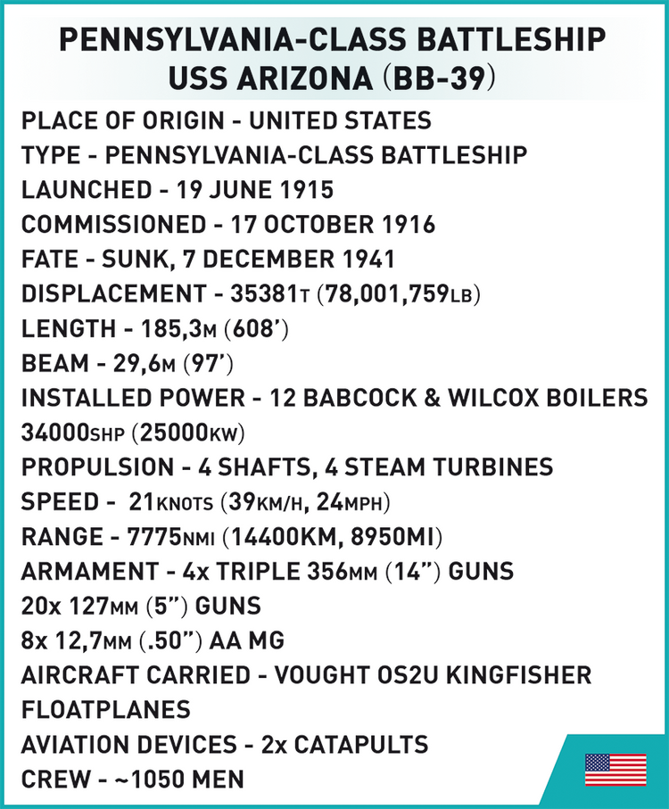 USS Arizona (BB-39) Battleship #4843