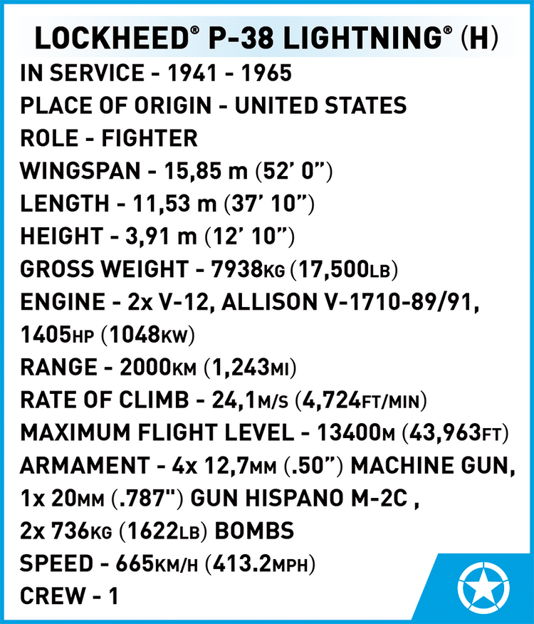 Lockheed P-38H Lightning 1:32 #5726 discontinued
