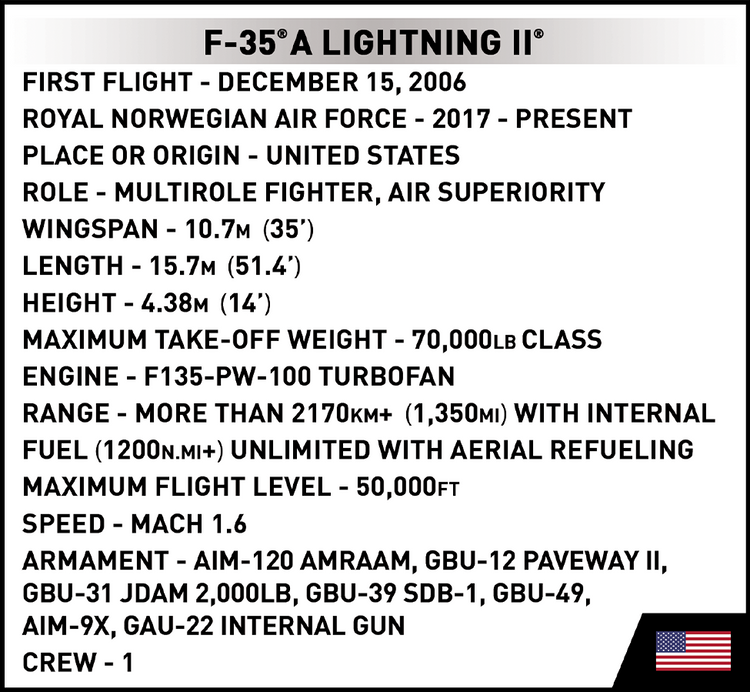 F-35A Lightning II Norway 1:48 #5831 discontinued