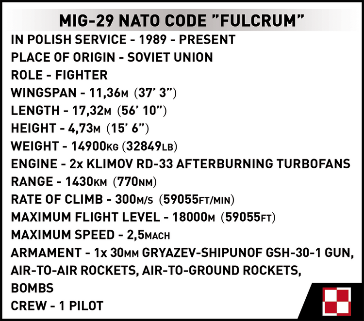 MiG-29 NATO Code "Fulcrum" Poland 1:48 #5834 discontinued