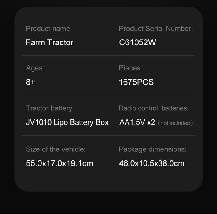 CaDA Farm Tractor with Remote Contol 1:17 C61052