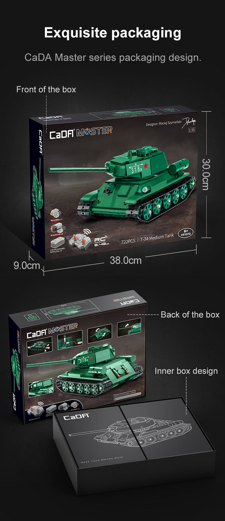 CaDA T-34 Tank with Remote Control 1:35 C61072