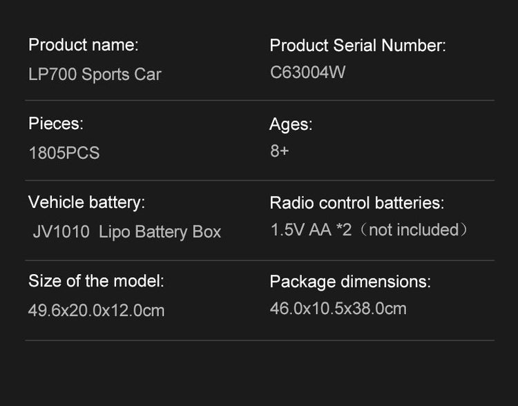 CaDA Lamborghini LP700 Sports Car with RC option 1:10 C63004