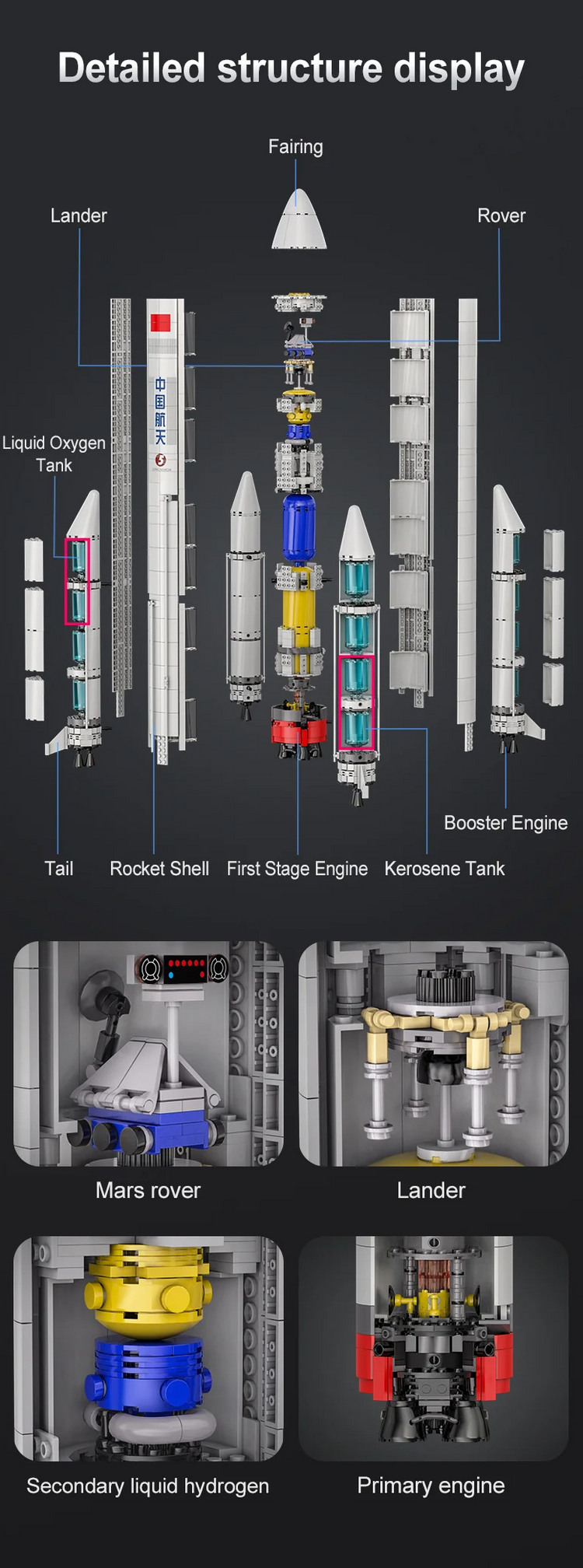 CaDA Long March 5B Launch Vehicle with LED lighting #C56032