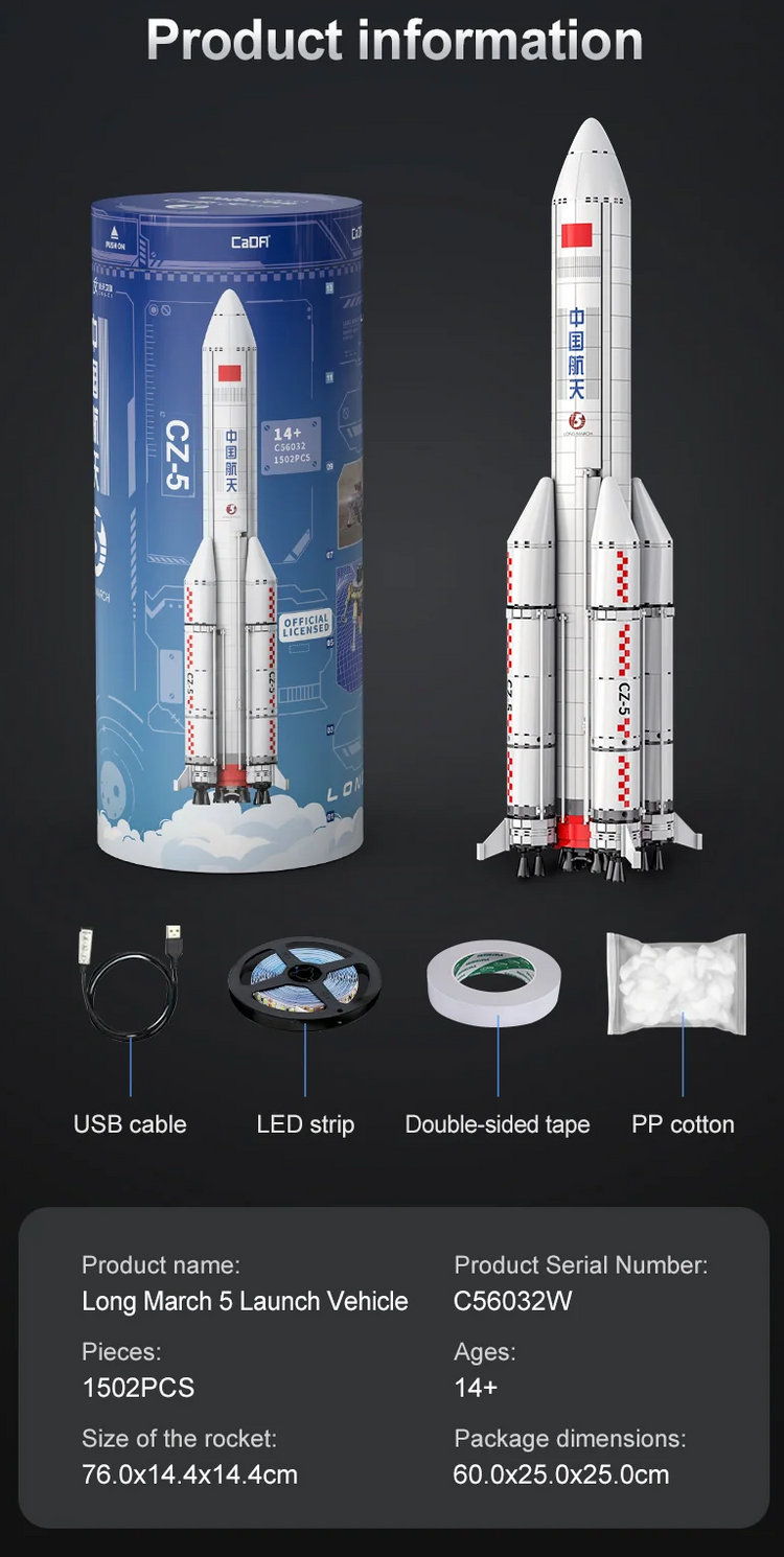 CaDA Long March 5B Launch Vehicle with LED lighting #C56032