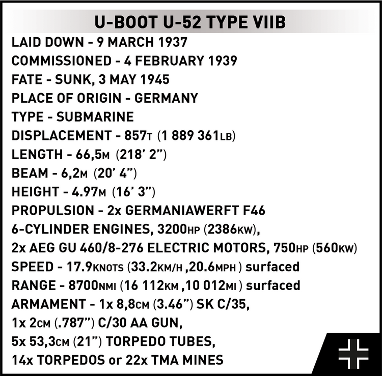 U-Boot U-52 (Type VIIB) 1:144 #4852