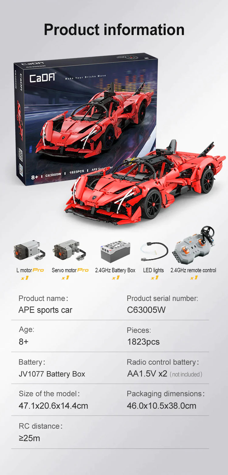 CaDA Apollo Evo SuperCar with RC option 1:10 C63005